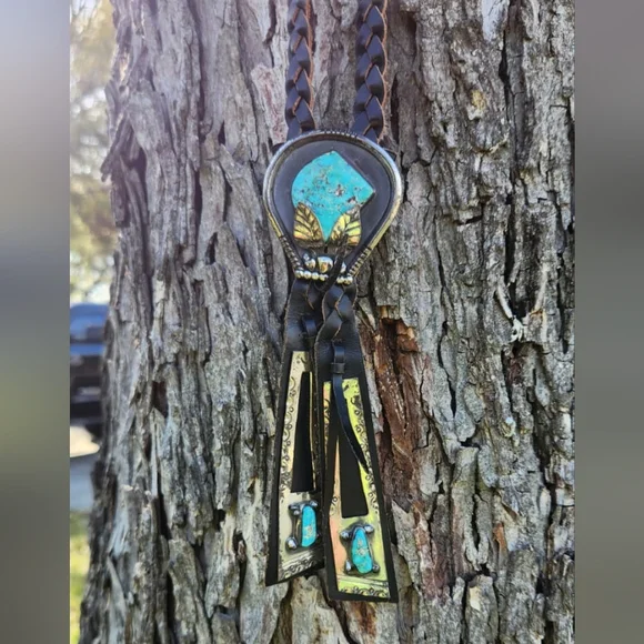 Vintage Sterling Silver & Turquoise Bolo Tie – Handcrafted Southwestern Style - Picture 1 of 9